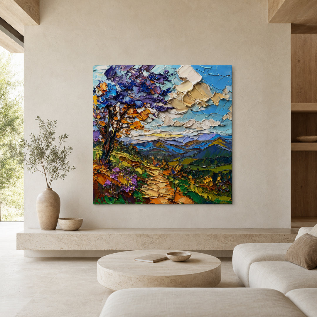 Textured Mountain Tree Hand-Painted | HM