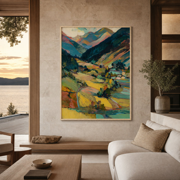 Tranquil Mountain Valley Hand-Painted | HM