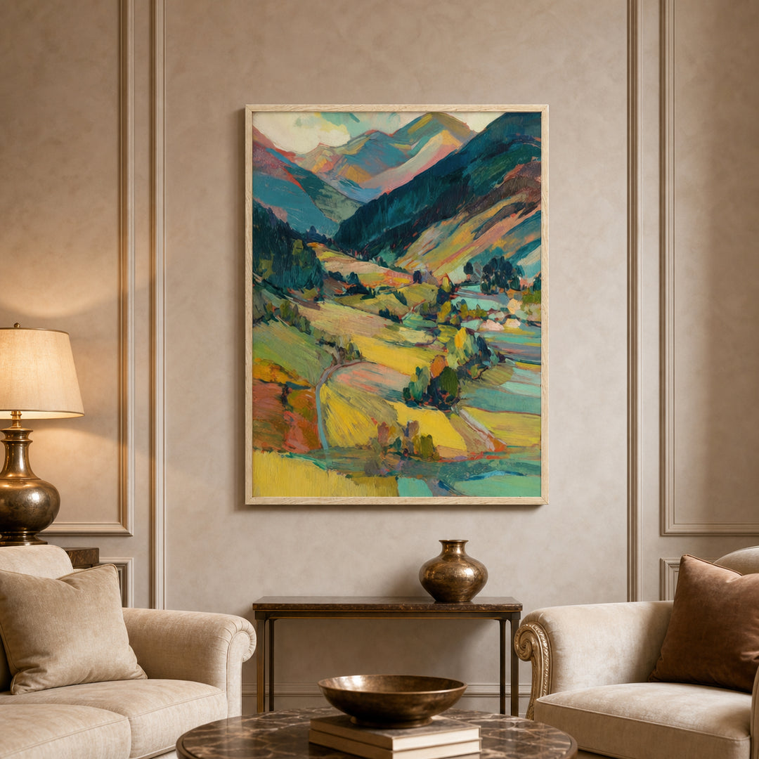 Tranquil Mountain Valley Hand-Painted | HM
