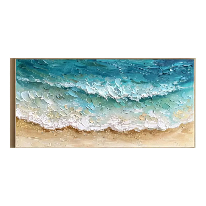 Turquoise Beach Wave Canvas Print for Coastal Decor TA