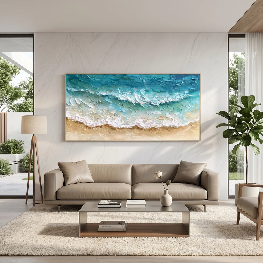 Turquoise Beach Wave Canvas Print for Coastal Decor TA