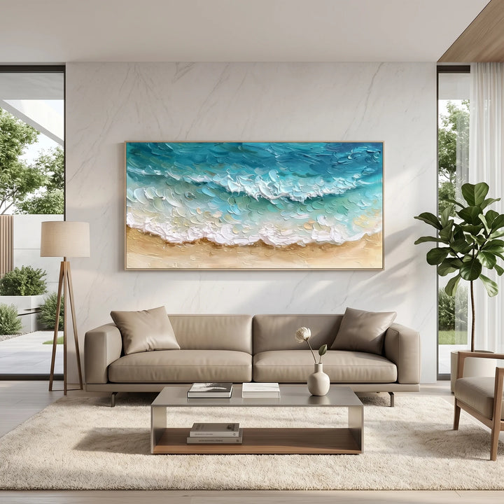 Turquoise Beach Wave Canvas Print for Coastal Decor TA