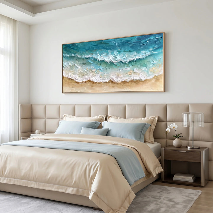 Turquoise Beach Wave Canvas Print for Coastal Decor TA