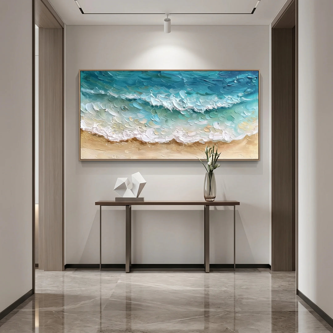 Turquoise Beach Wave Canvas Print for Coastal Decor TA