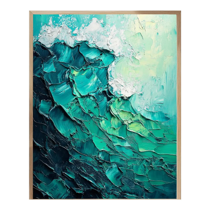 Vertical Teal Abstract Wave Canvas Print with Texture TA