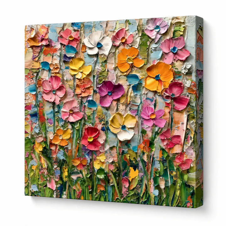 Vibrant Wildflower Textured Floral Painting TA