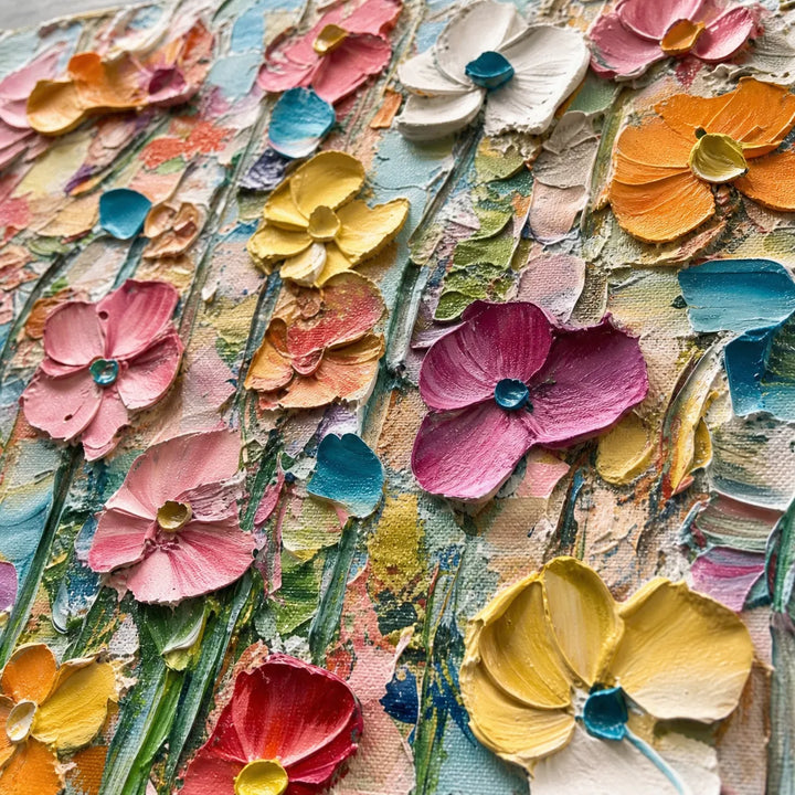 Vibrant Wildflower Textured Floral Painting TA