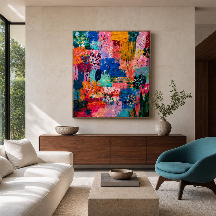 Vibrant Patchwork Abstract Hand-Painted | HM