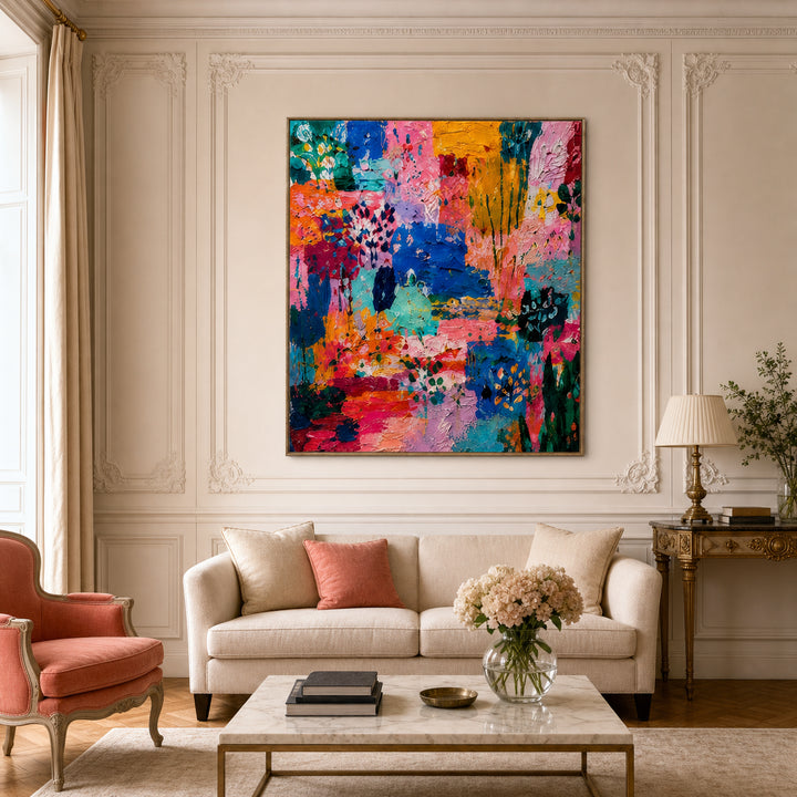 Vibrant Patchwork Abstract Hand-Painted | HM