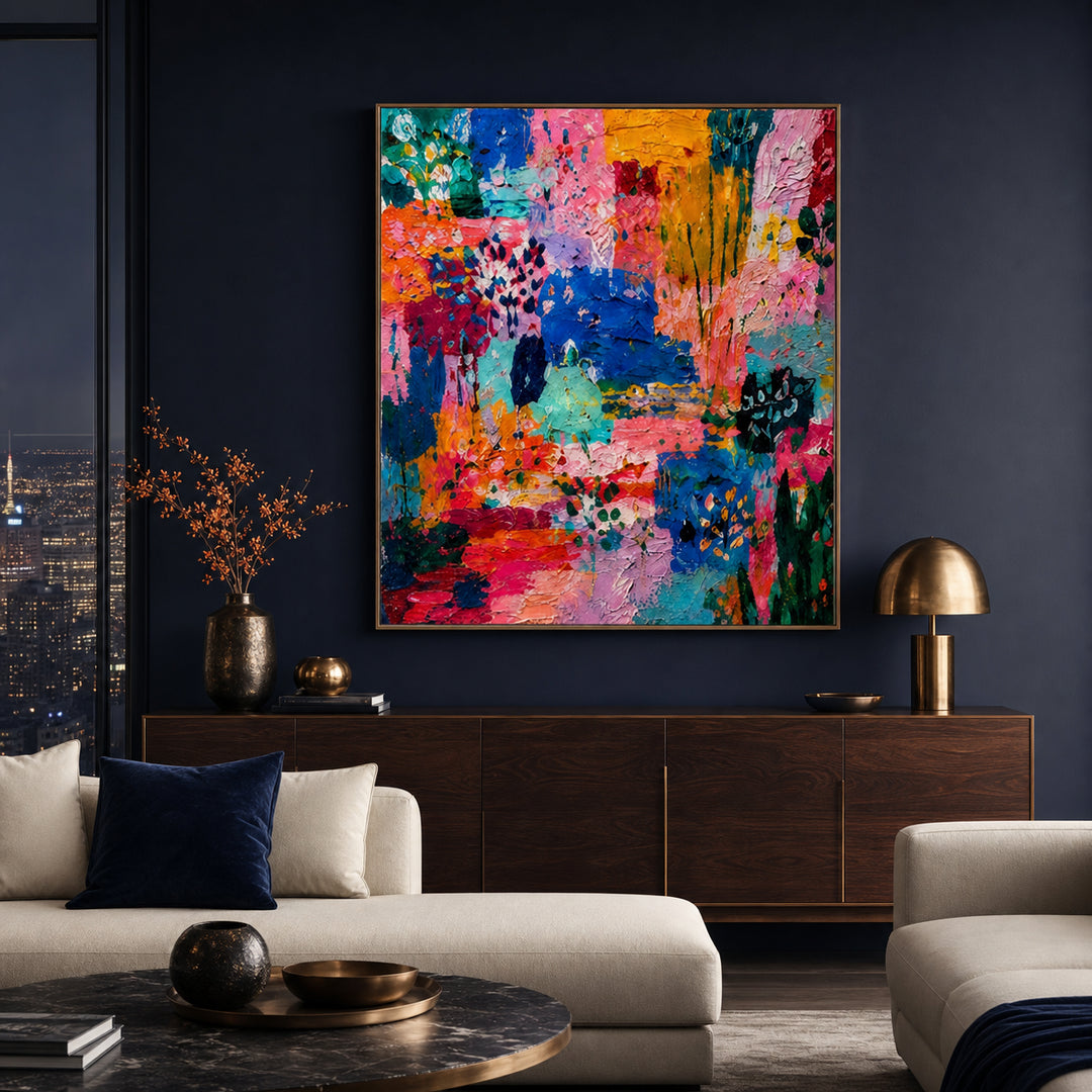 Vibrant Patchwork Abstract Hand-Painted | HM