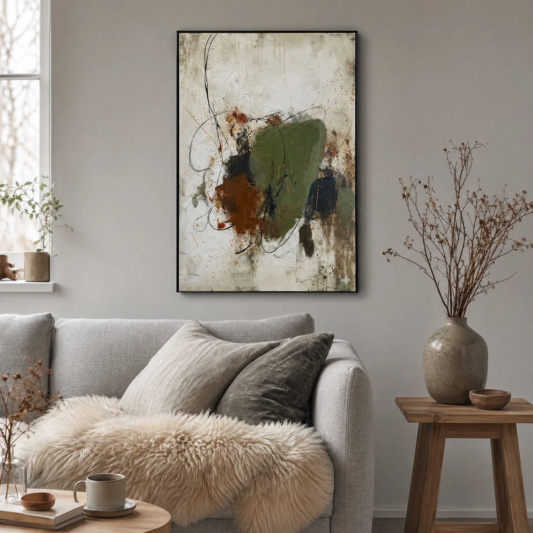 Wabi-Sabi Abstract Oil Painting Rustic Wall Art HP