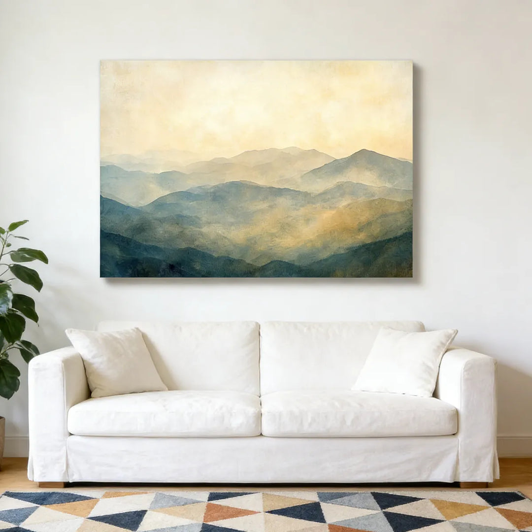 Warm Misty Mountain Landscape Painting TA