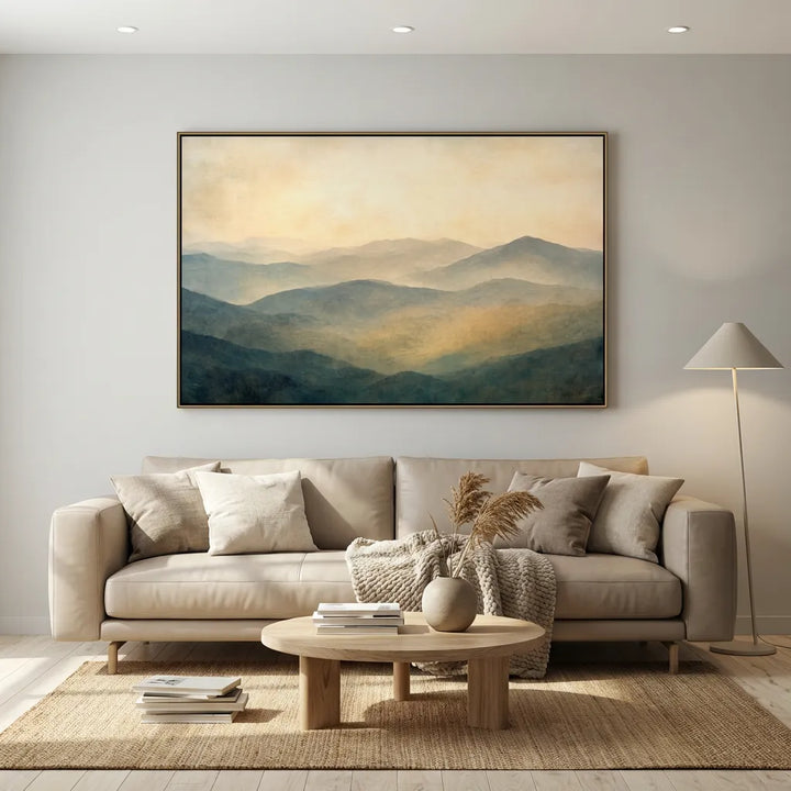 Warm Misty Mountain Landscape Painting TA