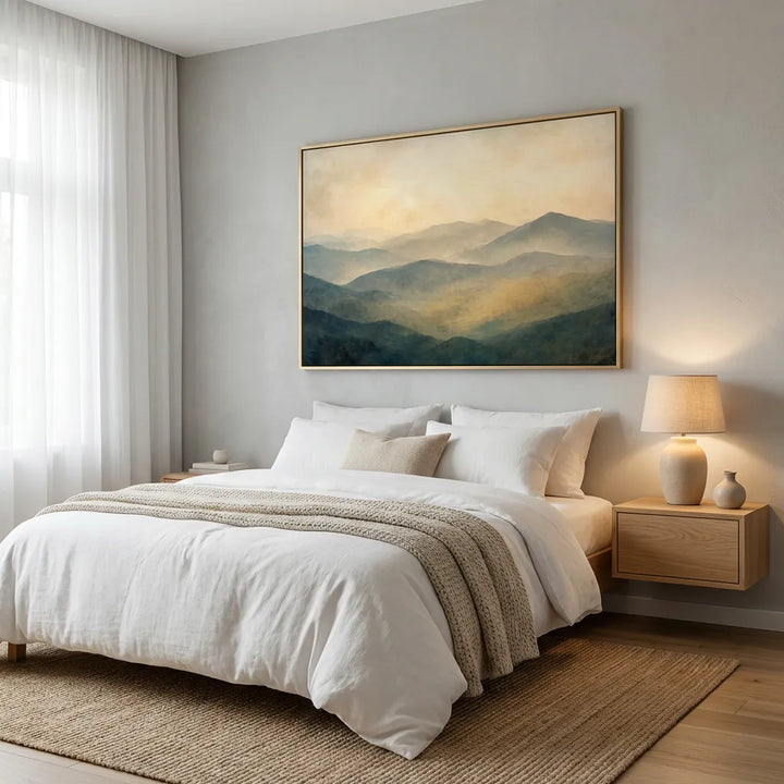 Warm Misty Mountain Landscape Painting TA
