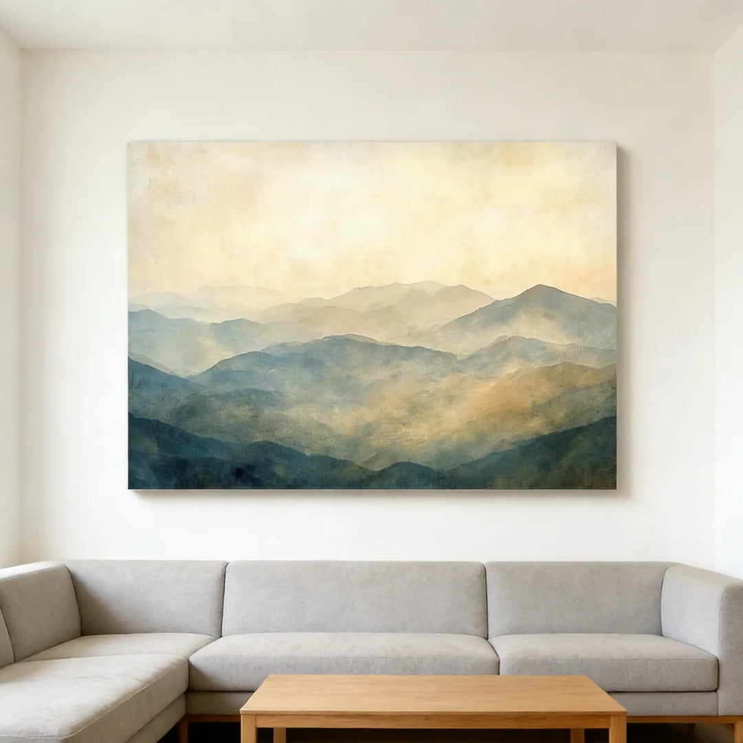 Warm Misty Mountain Landscape Painting TA