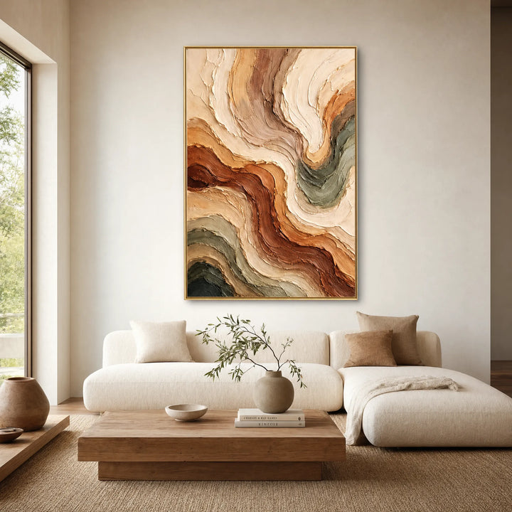Wavy Impasto Abstract Oil Painting Vertical Art HP