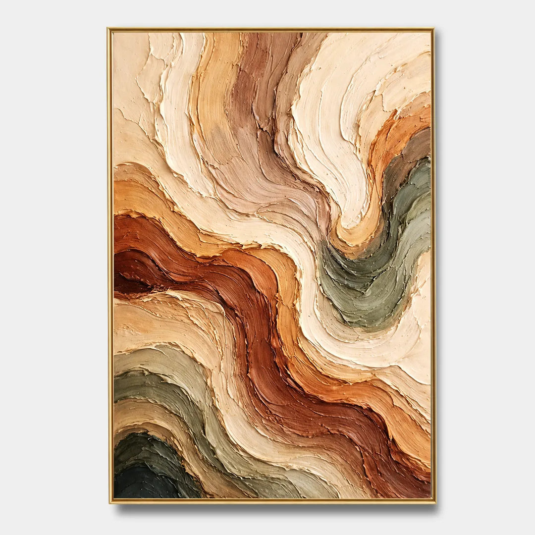 Wavy Impasto Abstract Oil Painting Vertical Art HP