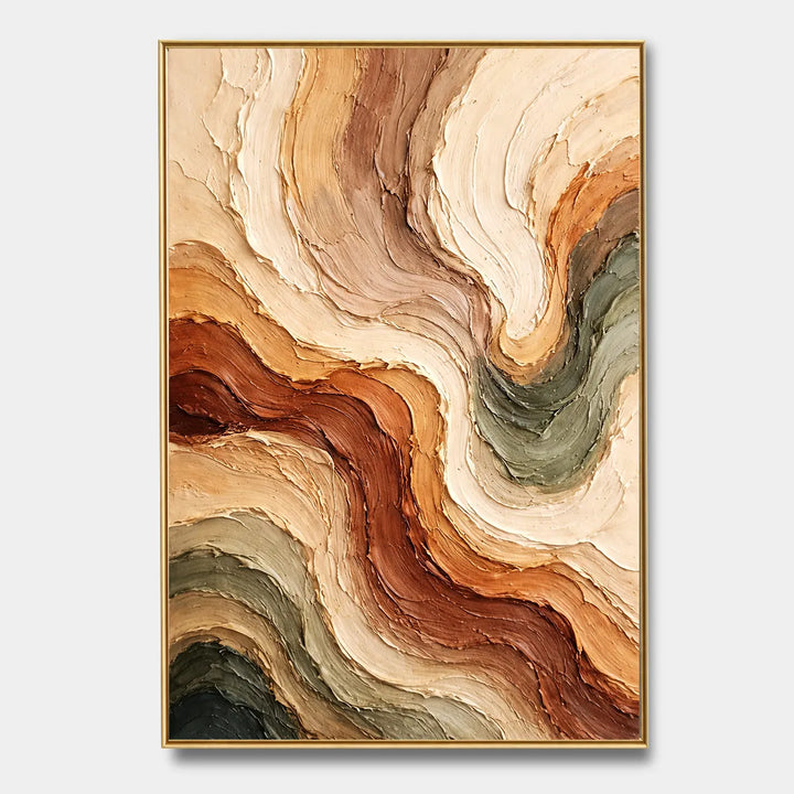Wavy Impasto Abstract Oil Painting Vertical Art HP
