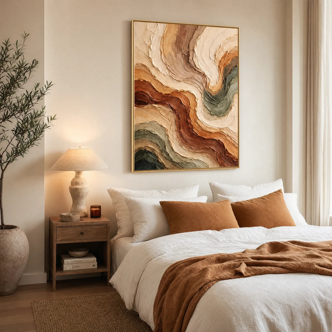 Wavy Impasto Abstract Oil Painting Vertical Art HP