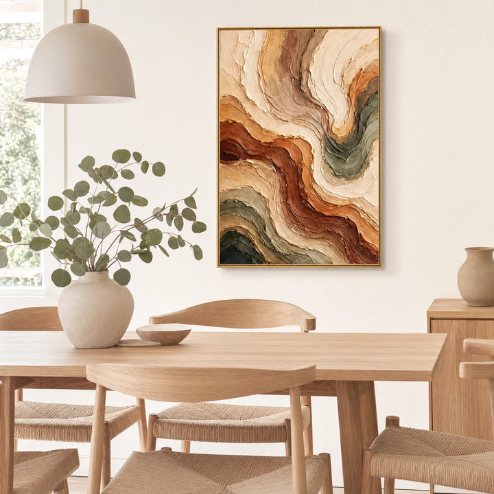Wavy Impasto Abstract Oil Painting Vertical Art HP