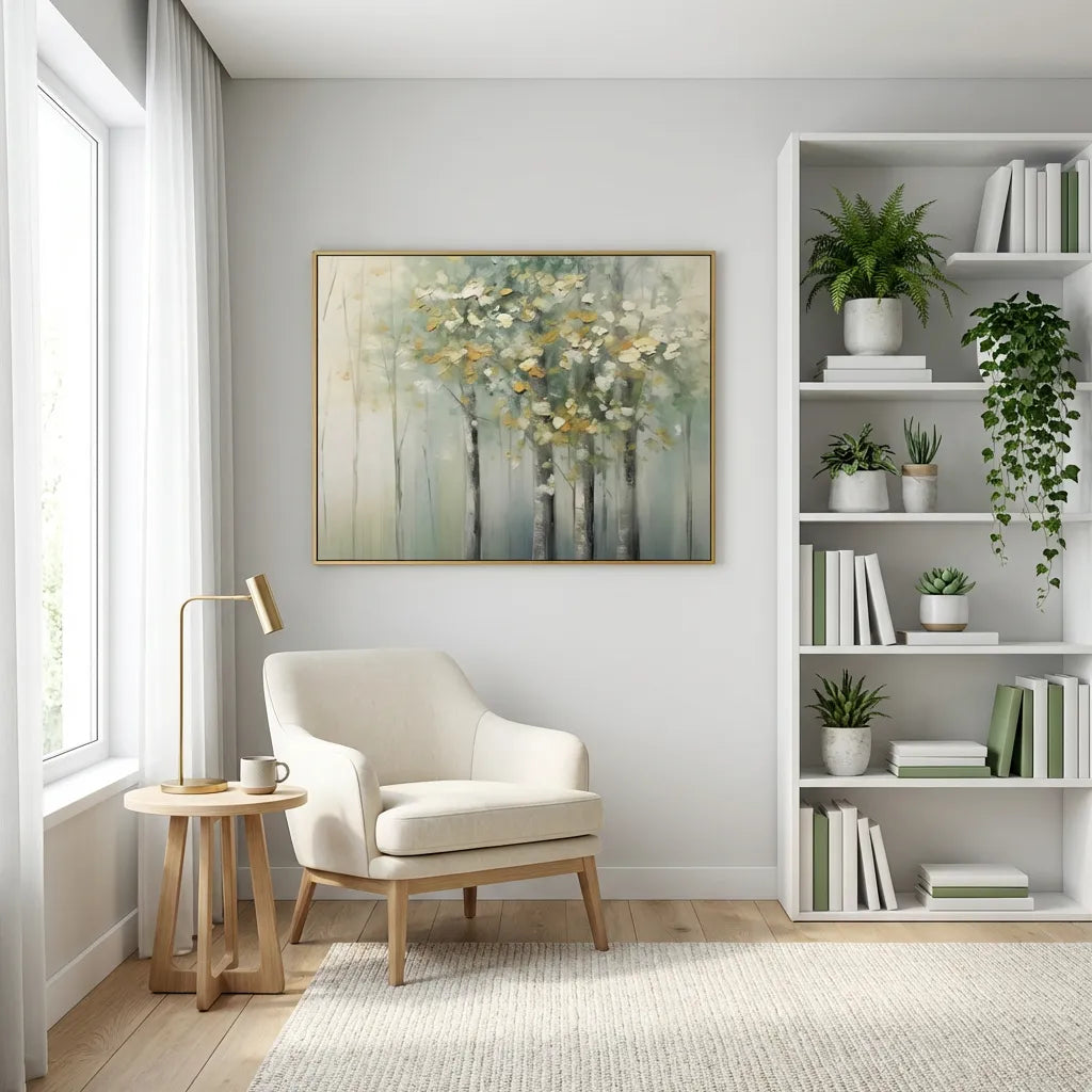 Whispering Birch-Mist Forest Painting TA