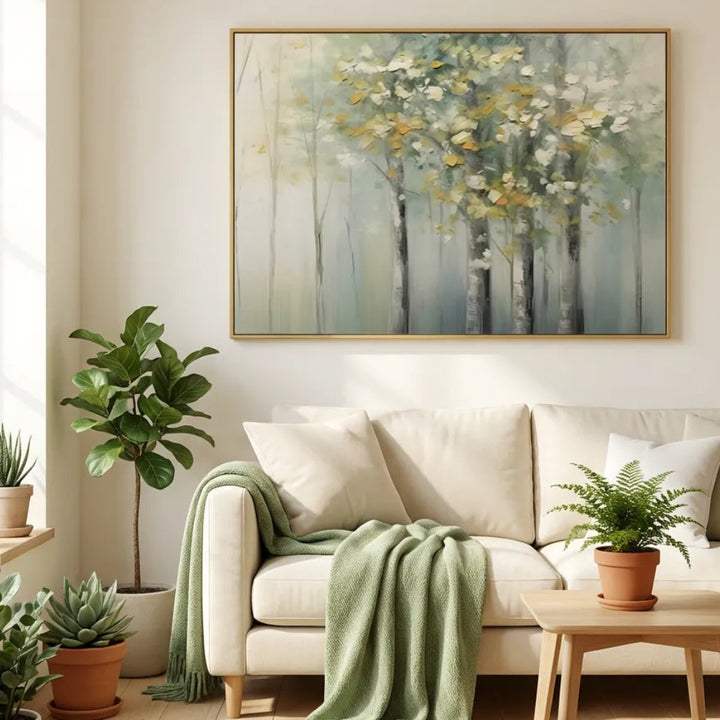 Whispering Birch-Mist Forest Painting TA