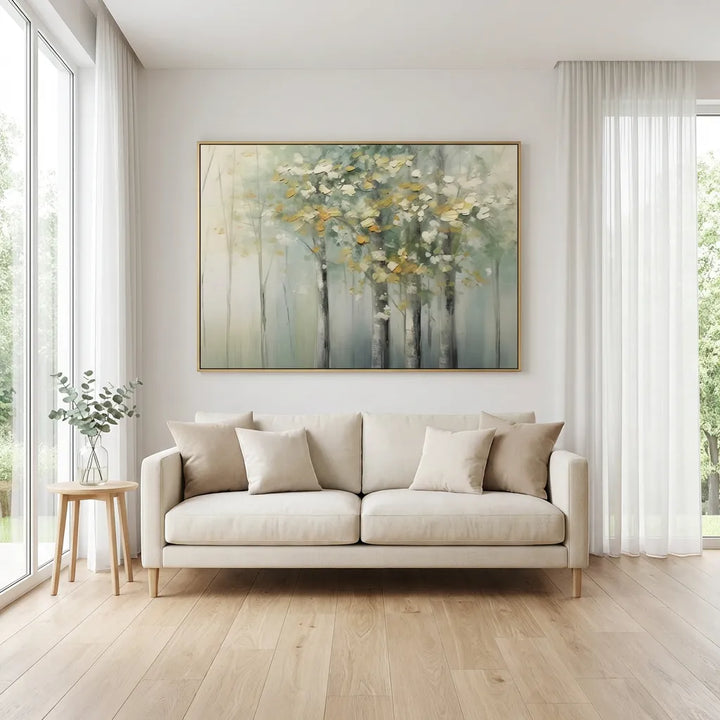 Whispering Birch-Mist Forest Painting TA
