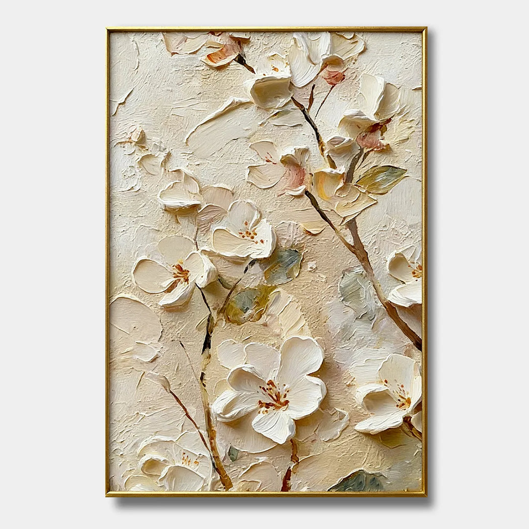 White Cherry Blossom 3D Textured Oil Painting HP