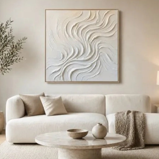 White Flowing Wave 3D Impasto Abstract Painting HP#2868