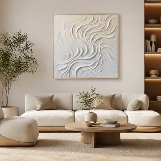 White Flowing Wave 3D Impasto Abstract Painting HP#2868