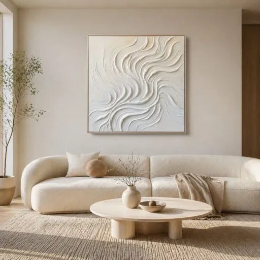 White Flowing Wave 3D Impasto Abstract Painting HP#2868