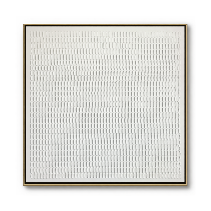 White Geometric Grid Relief Textured Painting TA