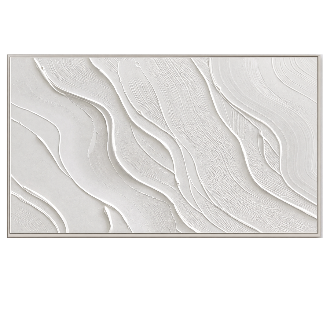 White Minimal Line Textured Abstract Painting TA