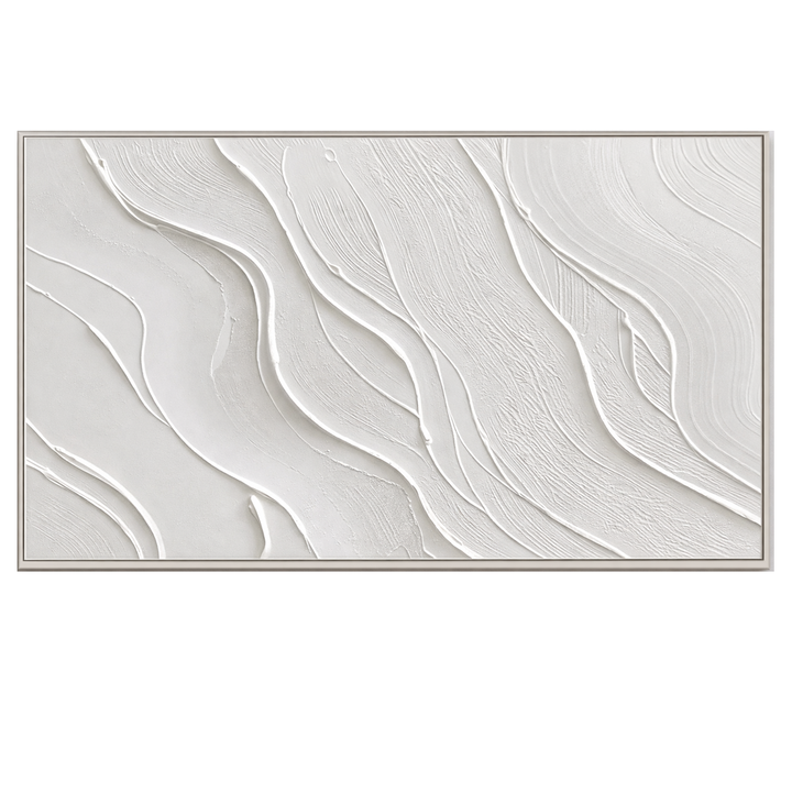 White Minimal Line Textured Abstract Painting TA