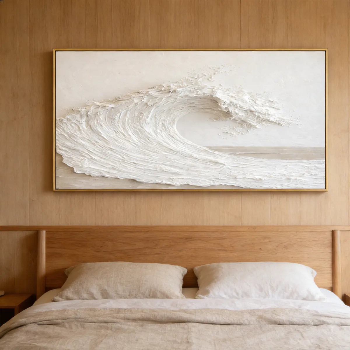 White Minimal Textured Wave Painting TA#2917