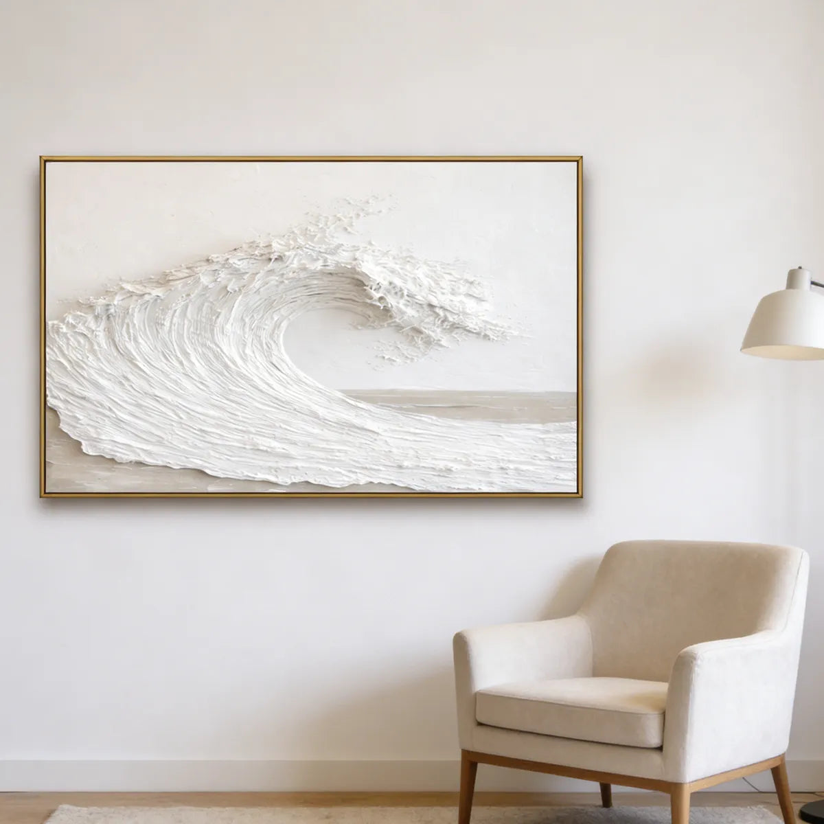 White Minimal Textured Wave Painting TA#2917