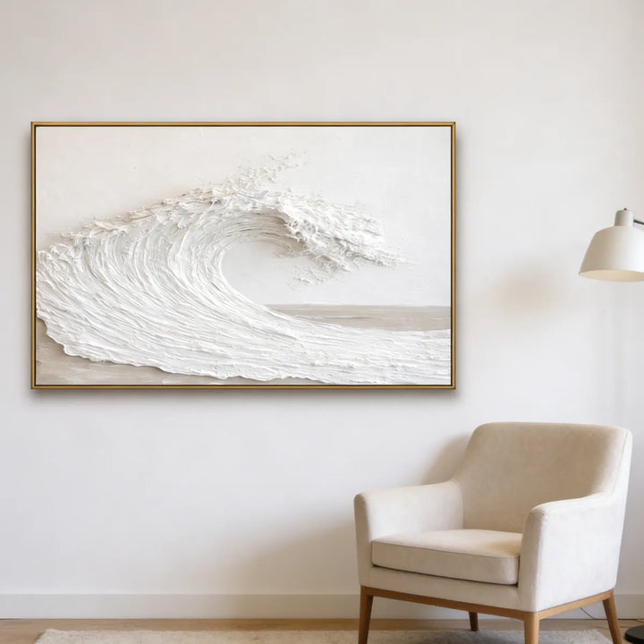 White Minimal Textured Wave Painting TA