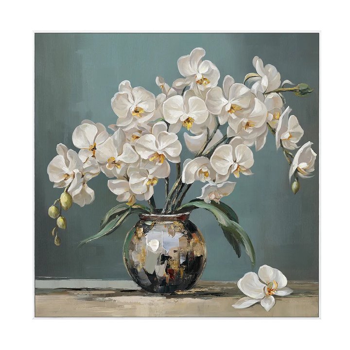 White Orchid Still Life Painting MT