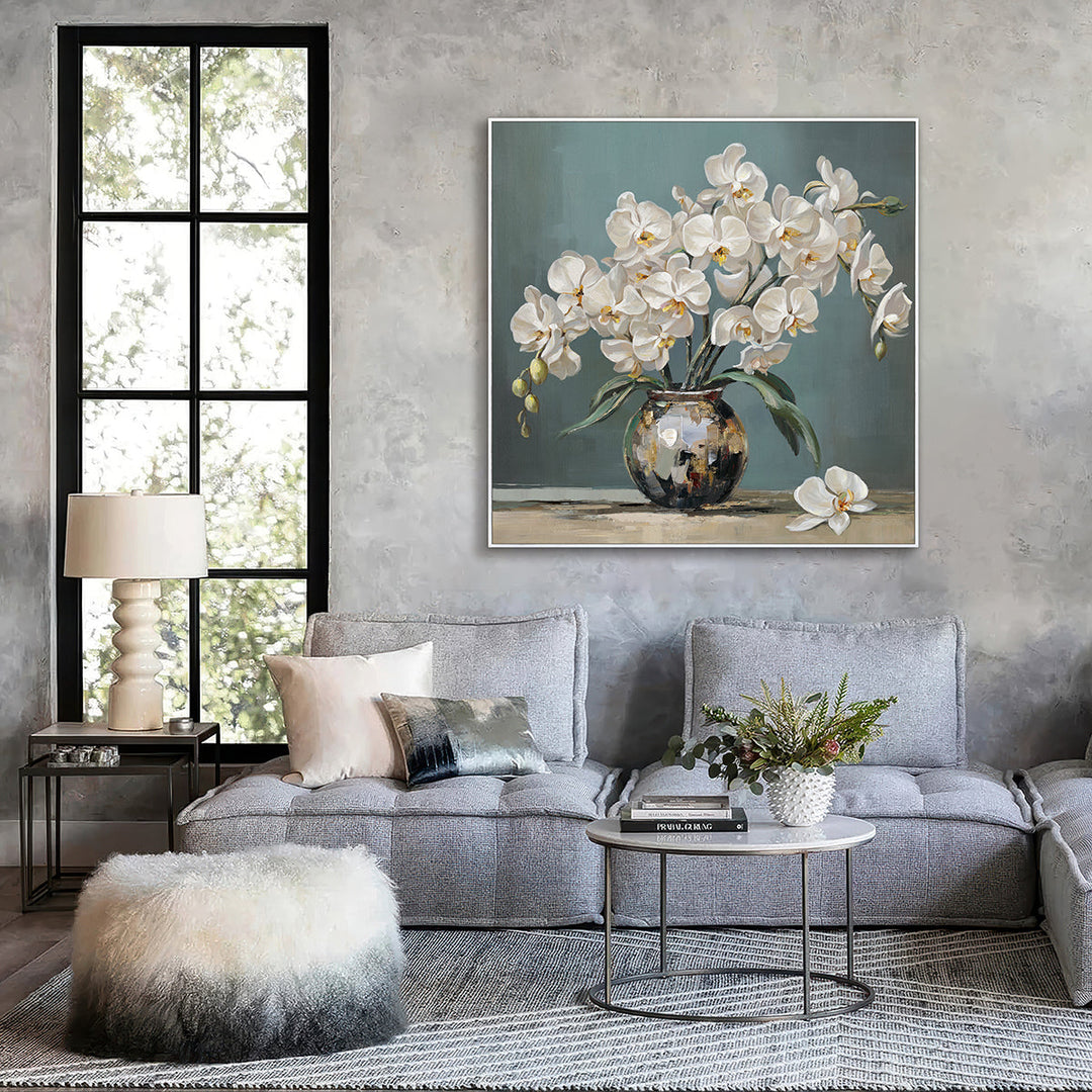White Orchid Still Life Painting MT#2638