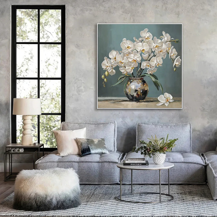 White Orchid Still Life Painting MT
