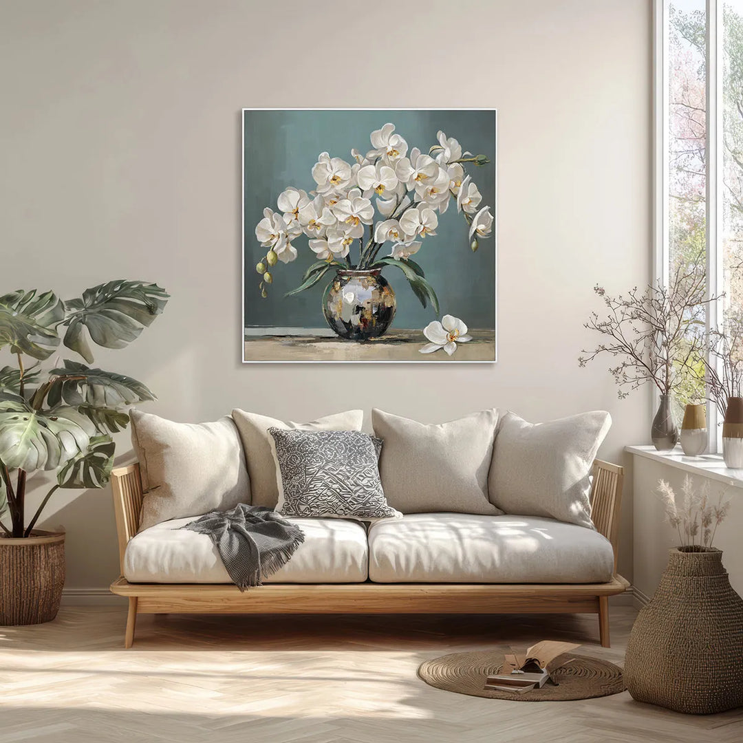 White Orchid Still Life Painting MT