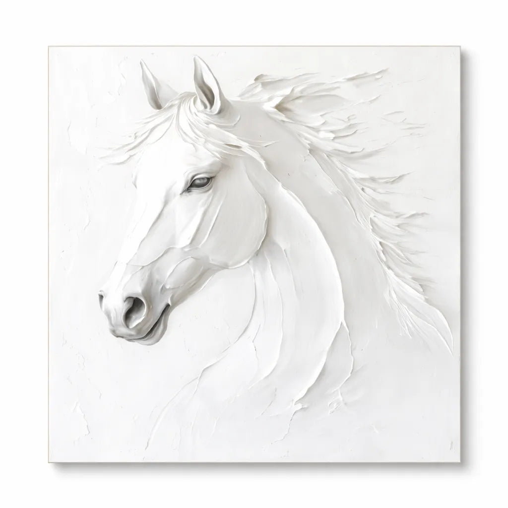 White Textured Horse Painting MT