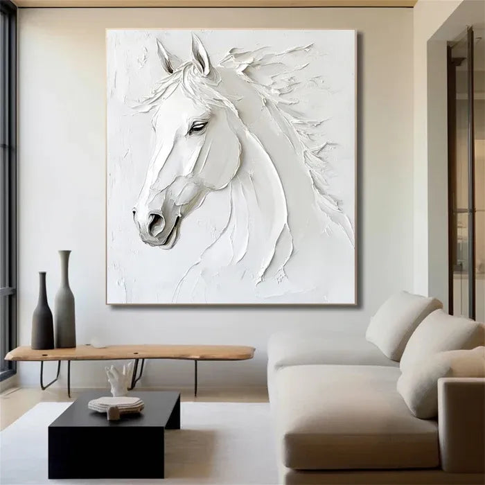 White Textured Horse Painting MT