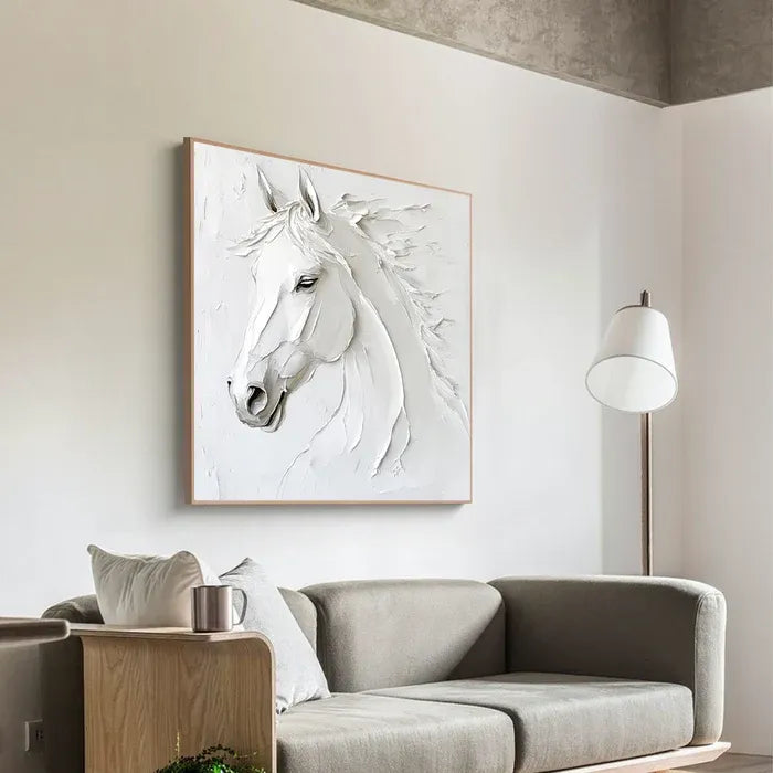 White Textured Horse Painting MT