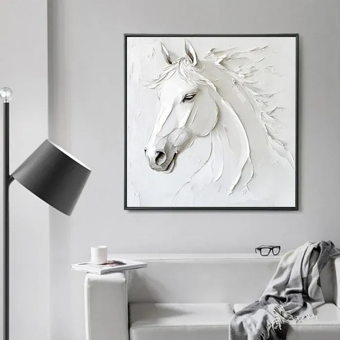 White Textured Horse Painting MT
