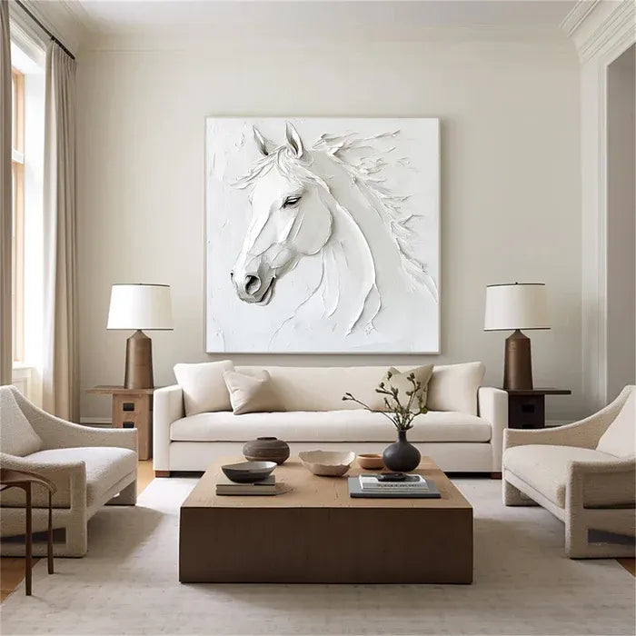White Textured Horse Painting MT