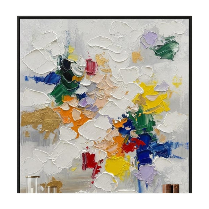 White Colorful Abstract Hand-Painted | HM