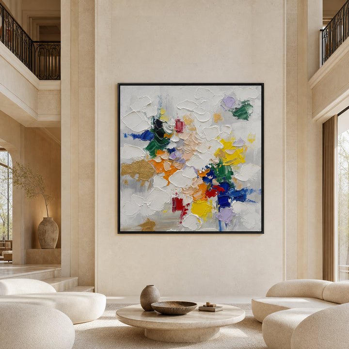 White Colorful Abstract Hand-Painted | HM