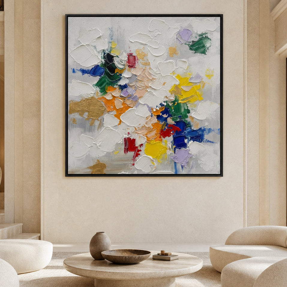 White Colorful Abstract Hand-Painted | HM#0732 — Existing room preview room preview