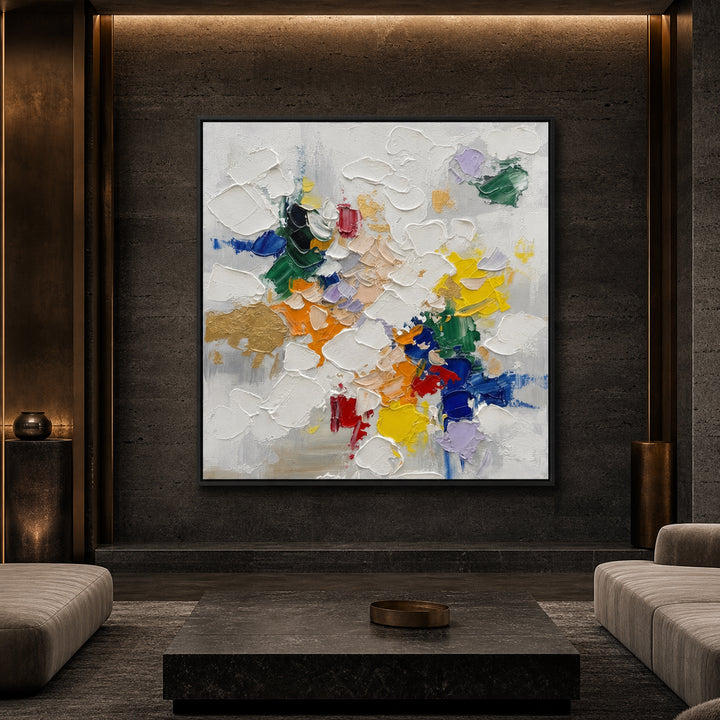 White Colorful Abstract Hand-Painted | HM